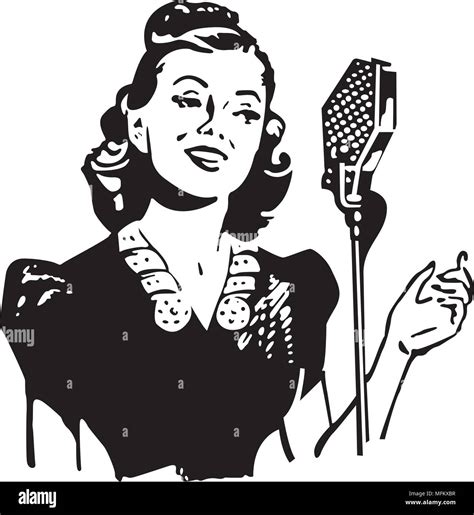 Lady Singer - Retro Clipart Illustration Stock Vector Image & Art - Alamy
