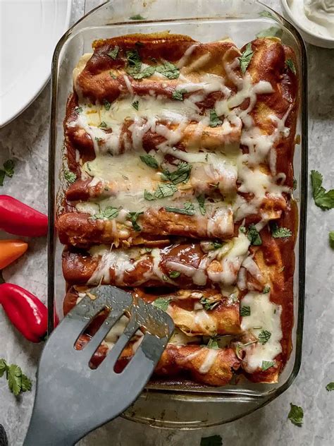 Easy Red Gluten Free Chicken Enchiladas Recipe - Joanna Overly
