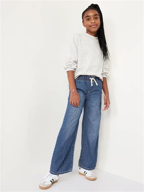 High-Waisted Baggy Wide-Leg Pull-On Jeans for Girls | Old Navy