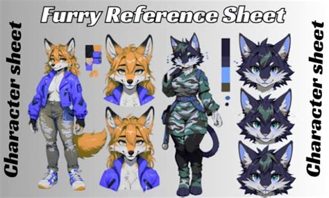 Anime-charakterblatt zeichnen, vtuber-referenzblatt furry-blatt comic ...