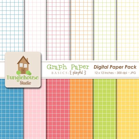 Digital Graph Paper Scrapbooking Paper Pack Instant
