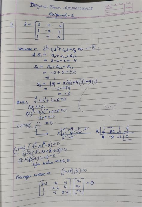 Maths assignment 1 RA2111002010 105 - Lt y ~-1-J -=f-:r ...