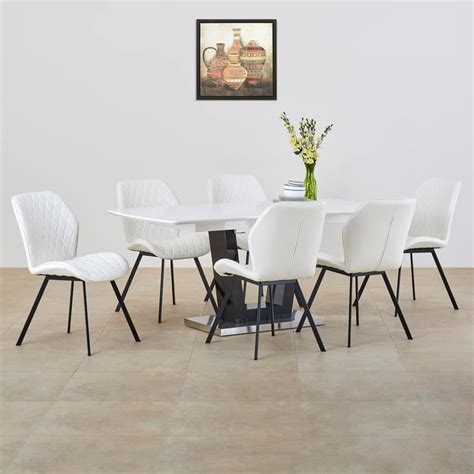Buy Floyd 6-Seater Extendable Dining Set with Chairs - White from Home ...