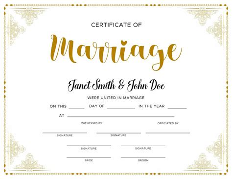 Blank Marriage Certificate Template - Evelynmercy.com