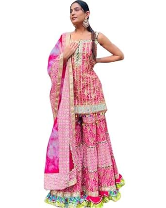 Buy Exclusive I Am Women Kurta Sharara Dupatta Set (X-Small, Pink) at ...