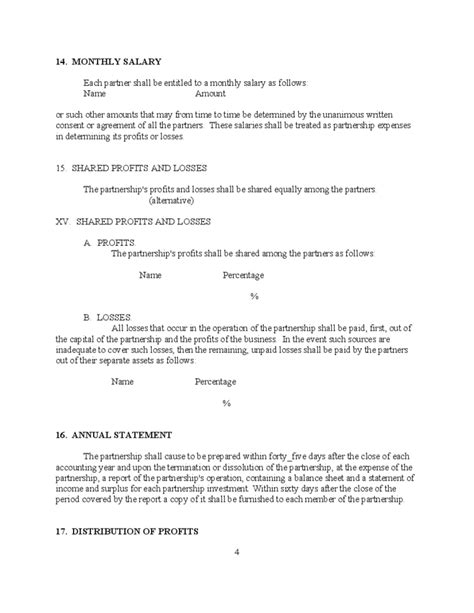 Partnership Agreement Form Sample 的图像结果