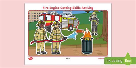 Fire Engine Cutting Skills Activity - EYFS