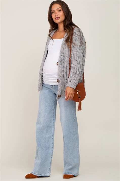 Light Blue Wide Leg Maternity Jeans – PinkBlush
