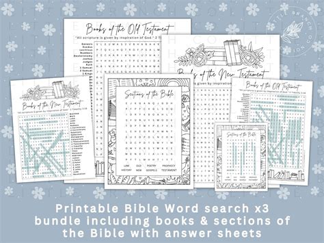 Printable Books of the Bible Word Search Bundle, Books of the Bible ...