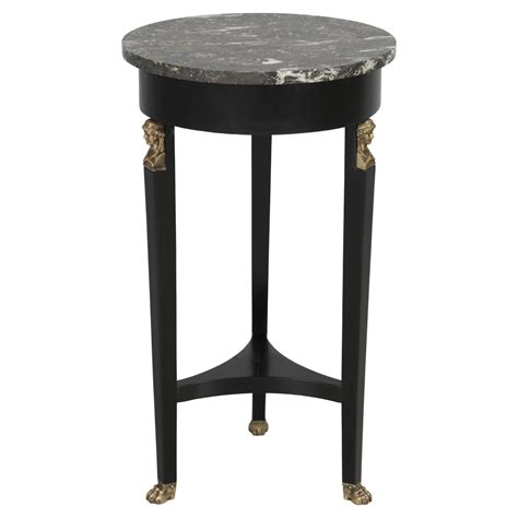 Antique Round Marble-Top Empire Style Coffee Table Mahogany Black ...