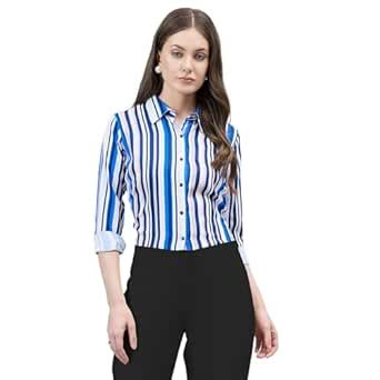 Buy Style Quotient Women Blue and Multi Stripe Printed Polyester ...