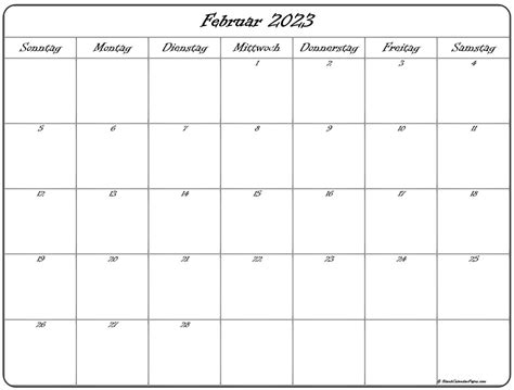 Resultado de imagen de kalender 2023 februar drucken