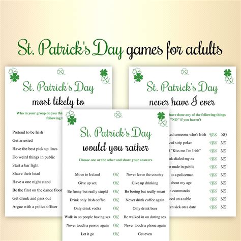 Printable st patrick s day games for adults 3 game bundle for st paddy ...