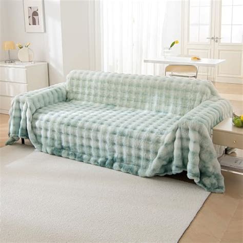 HOKIPO Luxury Premium Rabbit Wool Plush Fluffy Sofa Cover, Sofa Throw ...