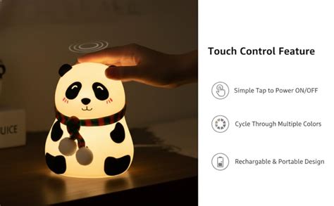 SOOLID Rechargeable Silicone Panda Night Light for Kids | 7-Color LED ...