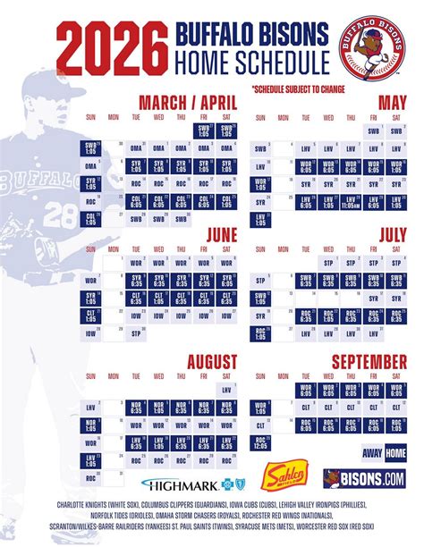 Buffalo Bisons unveil 2026 schedule, opening day March 27