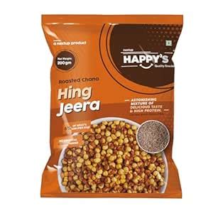 Happy's Roasted Chana, 200 gm | Pack of 2 | Hing Jeera Flavor | Low Fat ...