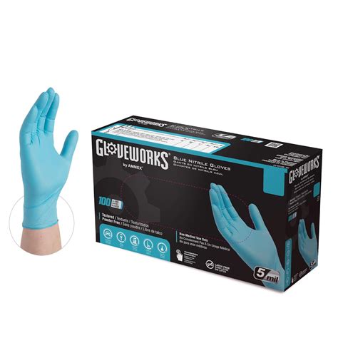 Amazon.com: GLOVEWORKS Blue Disposable Nitrile Industrial Gloves, 5 Mil ...