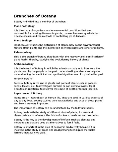 Branches Of Botany