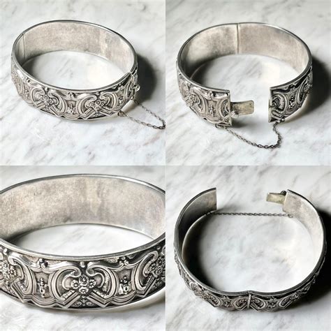 vintage silver engraved hinge bangle | NOIR ONLINE