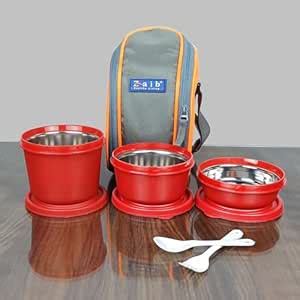 Buy Zaib Lunch Box with Steel Cutlery, 3 Microwave Safe Inner Steel ...