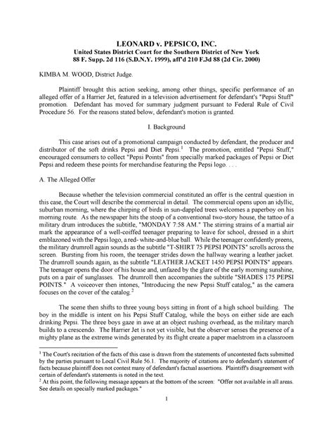 Leonard v Pepsico - case - LEONARD v. PEPSICO, INC. United States ...