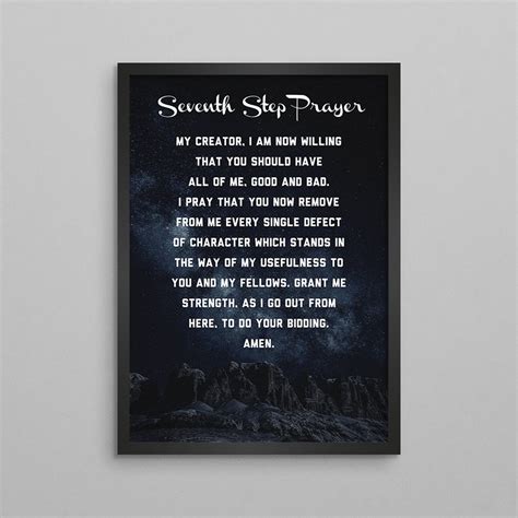 Seventh Step Prayer Poster: AA NA Recovery Gift, Sober Wall Decor ...