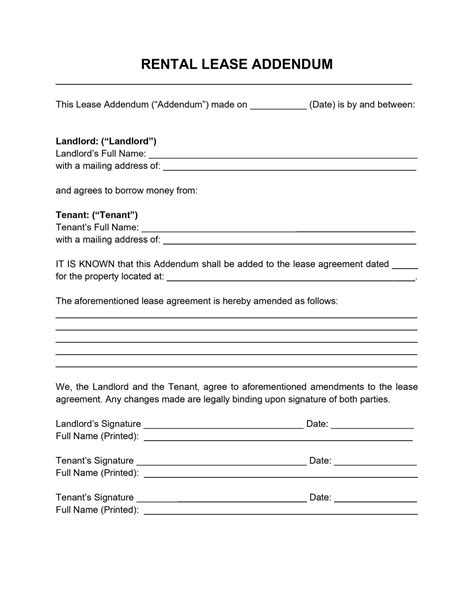 Rental Lease Addendum Template