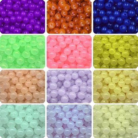 INDIKONB Jelly Glass Pearl Beads - Multicolour Round Beads for Crafting ...