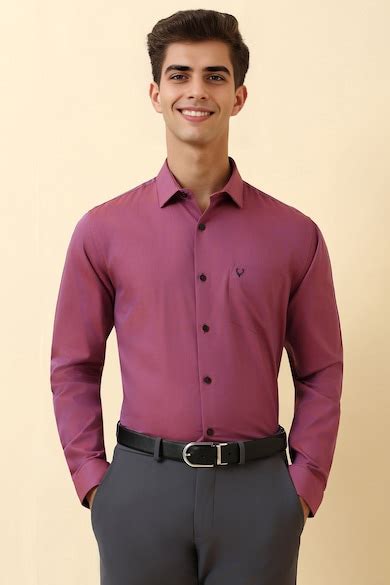 Buy Men Pink Solid Full Sleeves Formal Shirt Online - 40008256 | Allen ...