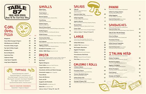 Table 87 Pizza Brooklyn Menu | Cabinets Matttroy