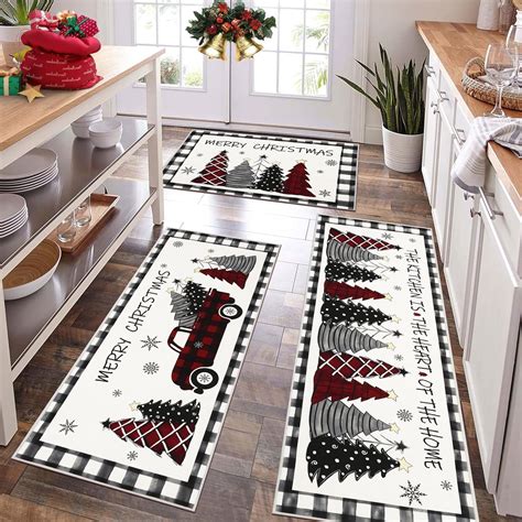 Amazon.com: U'Artlines Christmas Kitchen Rug and Mat Set of 3, Non Skid ...