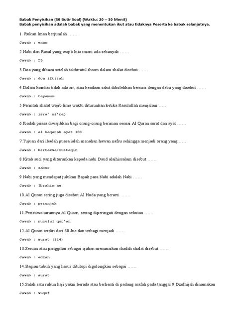 Contoh Soal LCC PAI SD: Persiapan Ujian yang Mudah!