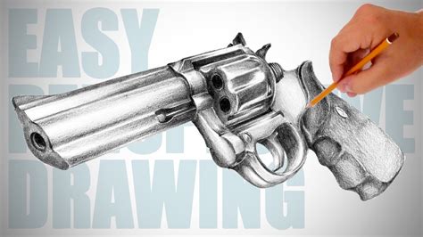 How to draw a gun - Easy Perspective Drawing 13 - YouTube