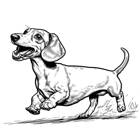 Happy dachshund running in the park coloring page Lulu Pages