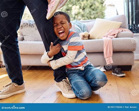 Hes Having a Bad Day. a Little Boy Throwing a Tantrum while Holding His ...