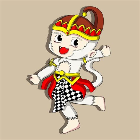 Artwork illustration and nft character chibi hanoman | Premium Vector