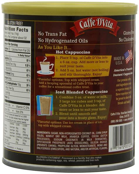 Caffe D'Vita French Vanilla Cappuccino, 16 Ounce Cans (Pack of 6) N4 ...