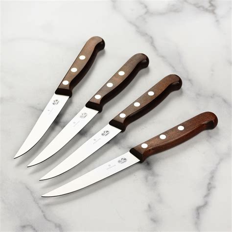 Victorinox Steak Knife Set, Fine Edge - 4 Piece Wood Handles – Cutlery ...