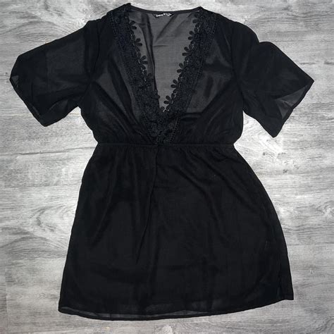 SHEIN ‘Appliqués sheer beach cover up’ • Never... - Depop