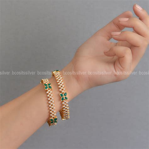 Vajra Gold Plated Close settings bangle- 5763