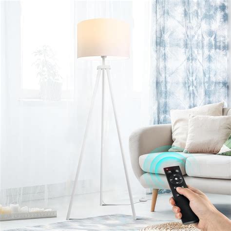 OUTON Wood Tripod Floor Lamp with Remote Control, Mid Century Floor ...