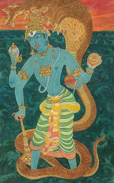 Lord Vishnu With Seshanaga At Vaikuntam - Indian Spiritual Religious ...
