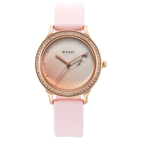 Buy Online Titan Purple Glam It Up Pink Dial Analog with Date Silicone ...