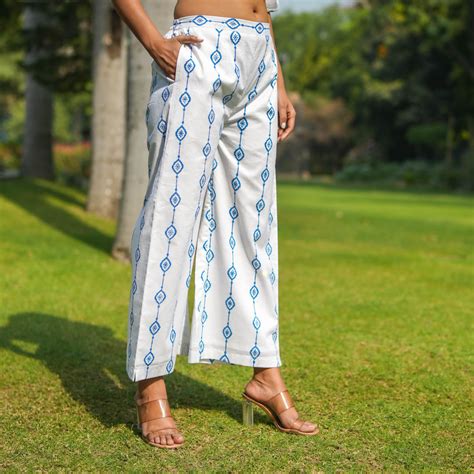 White Hand Block Printed Palazzo Pants – akiso.store
