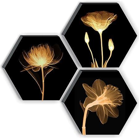 SAF Set of 3 Hexagon Preety White Flower UV Textured MDF Home ...