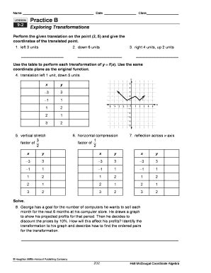 Fillable Online Practice B 9-2 Exploring Transformations Fax Email ...