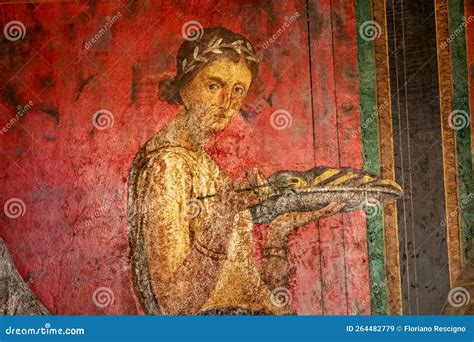 Ancient Roman Fresco in Pompeii Showing a Detail of the Mystery Cult of ...