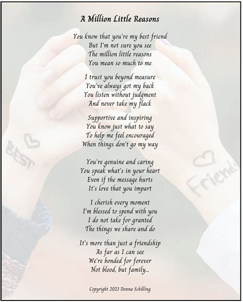 two hands holding each other over a poem