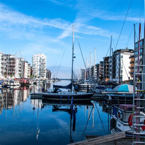Download wallpaper 3415x3415 yachts, bay, reflection, buildings, sky ...